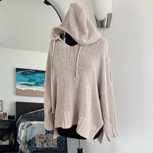 Cozy Knit Hooded Sweater in Cream